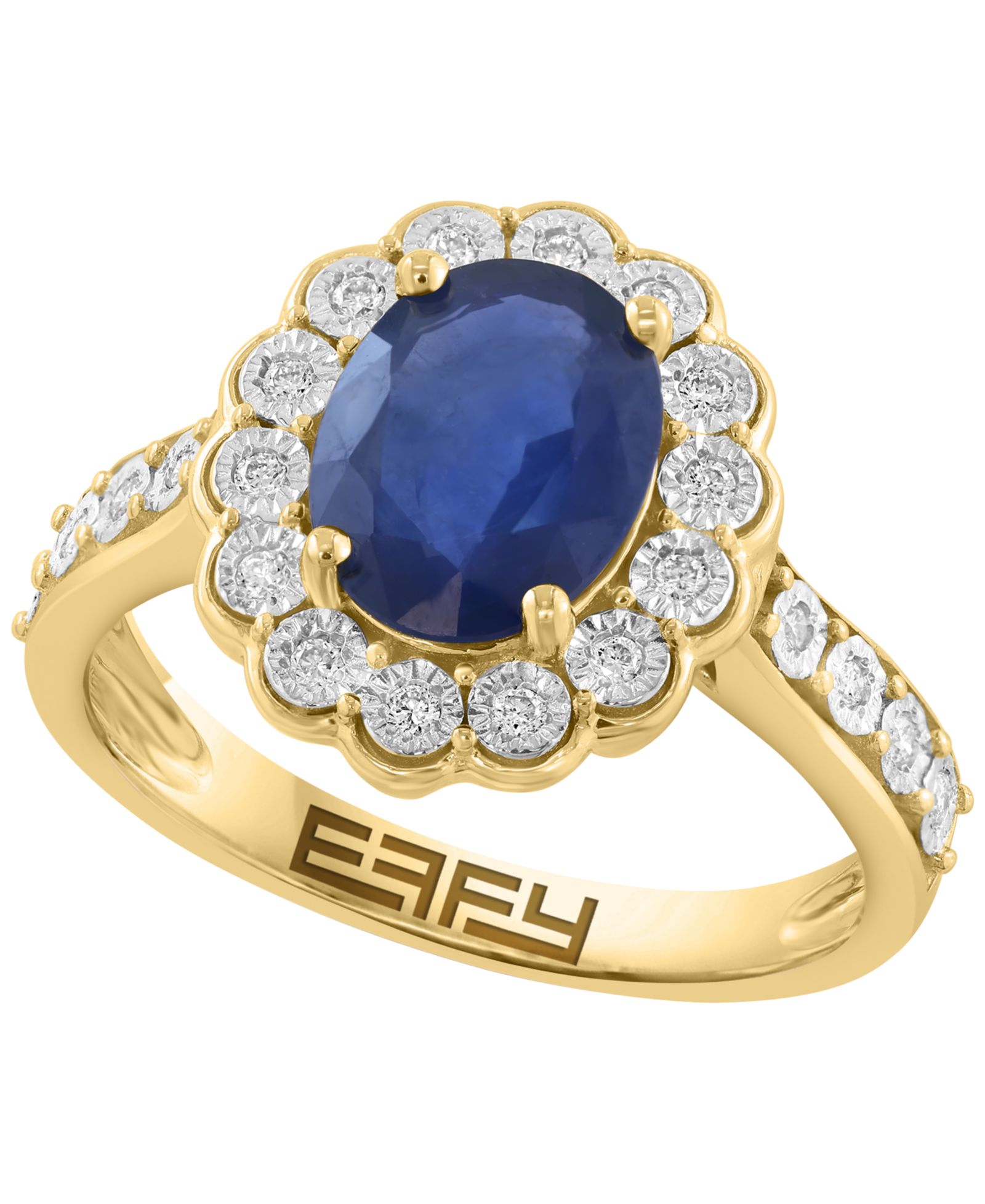 Кольцо EFFY Collection с сапфиром (1-3/4 ct. t.w.) и бриллиантом (1/6 ct. t.w.) в желтом золоте 14k