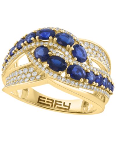 EFFY Collection Diamond (1/2 ct. t.w.) and Gemstone (2-1/20 ct. t.w.) Ring In 14k Yellow Gold (Available in Sapphire, Emerald and Ruby)