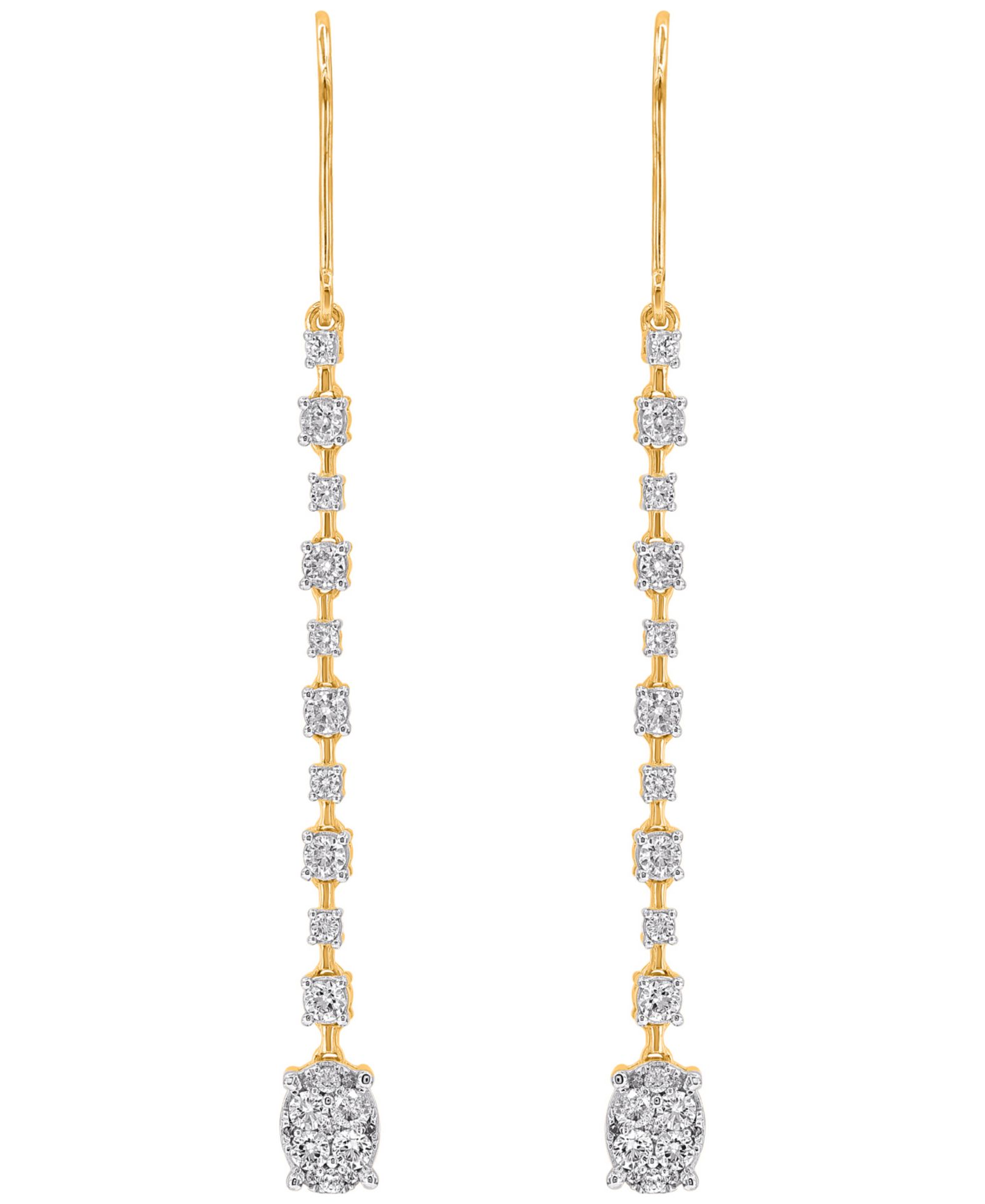 Diamond Long Drop Earrings (1 ct. t.w.) in 14K Yellow Gold