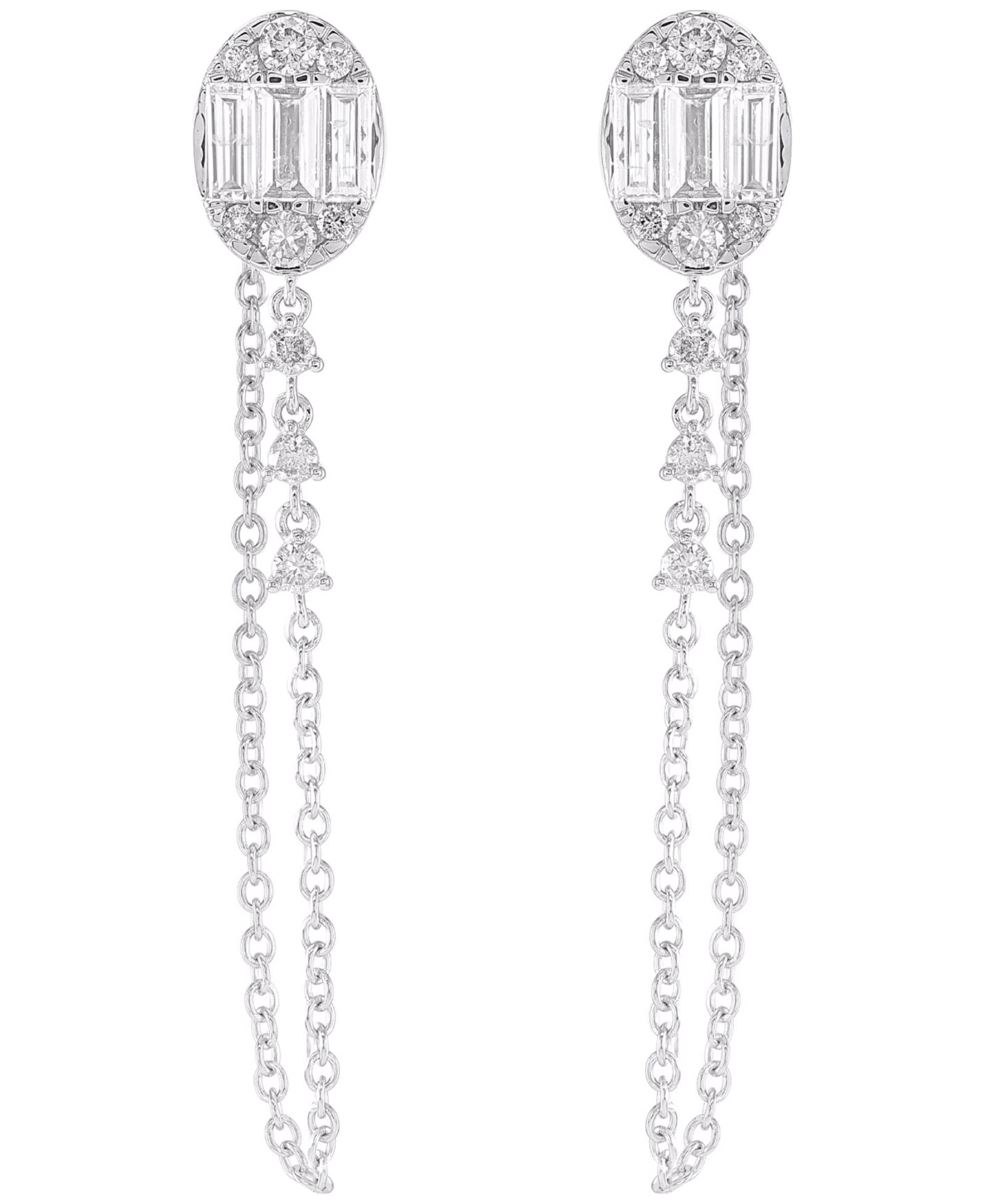 серьги Diamond Baguette & Round Drop (1 ct. t.w.) в белом золоте 14K