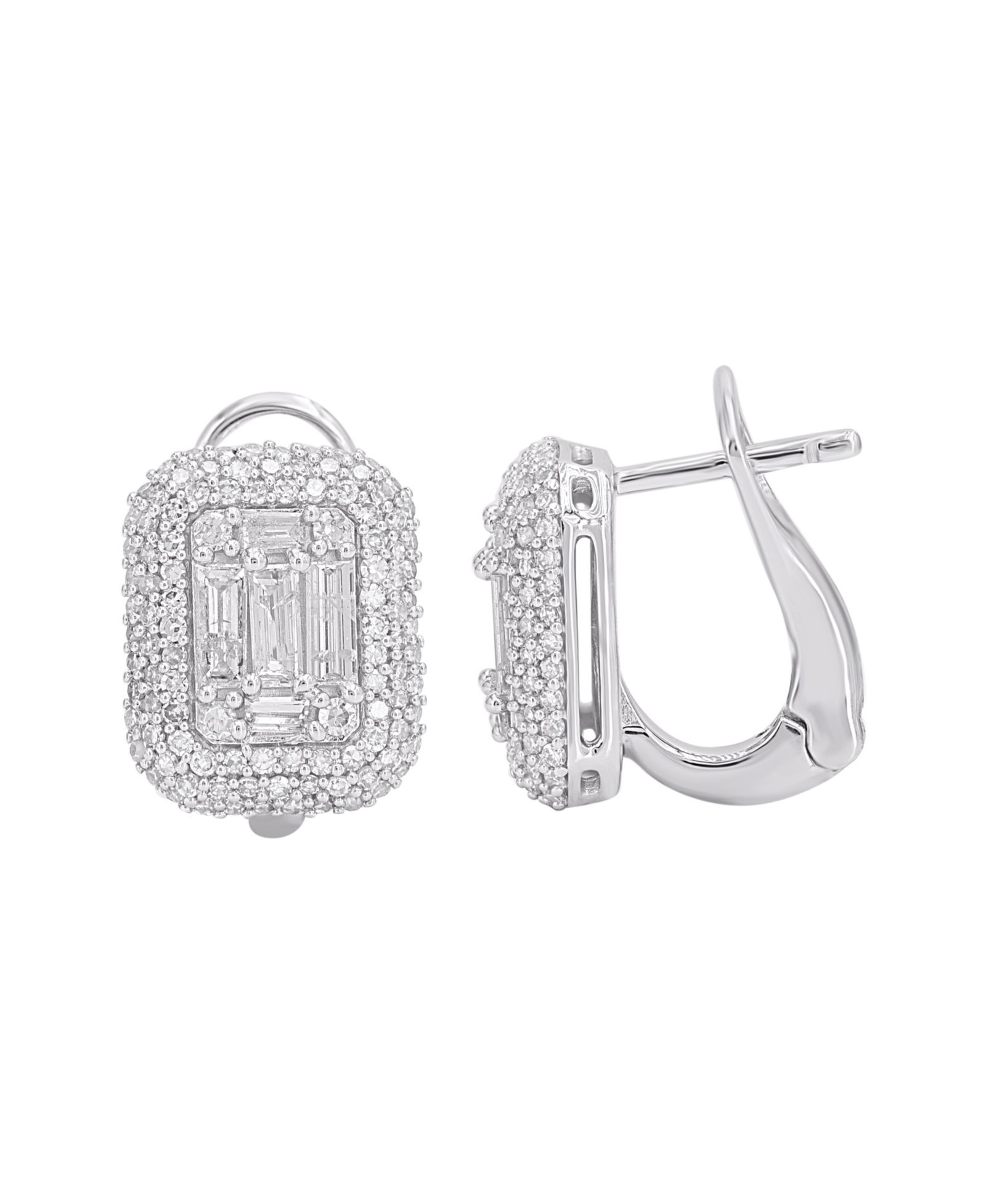 Серьги Diamond Round & Baguette 1 ct. t.w. 14k White Gold