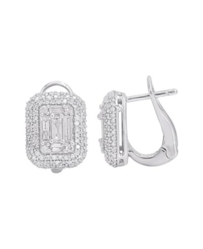 Серьги Diamond Round & Baguette 1 ct. t.w. 14k White Gold