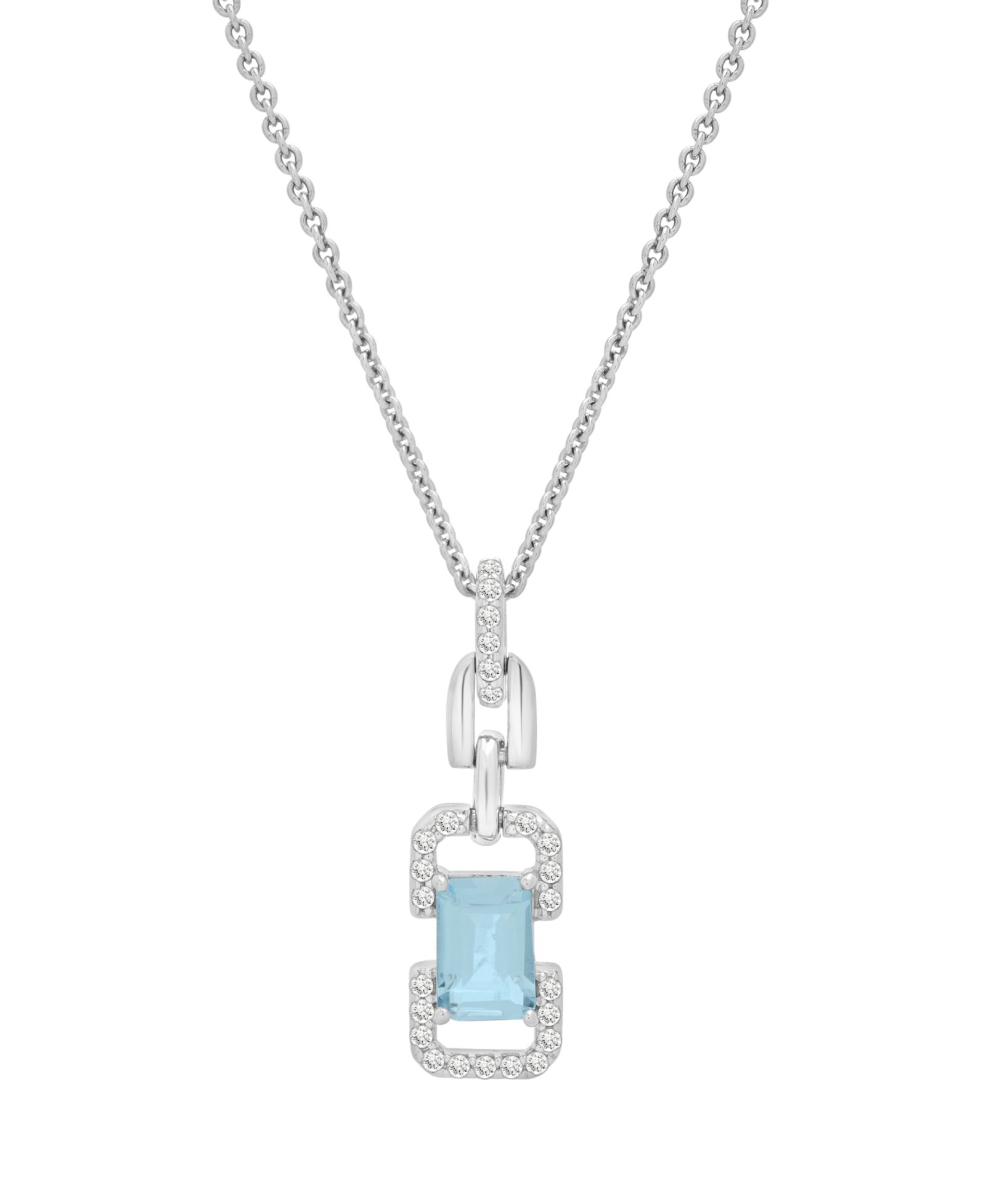 Подвесное ожерелье Macy's White Topaz (1/6 ct. t.w.) и Blue Topaz (5/8 ct. t.w.) на стерлинговом серебре