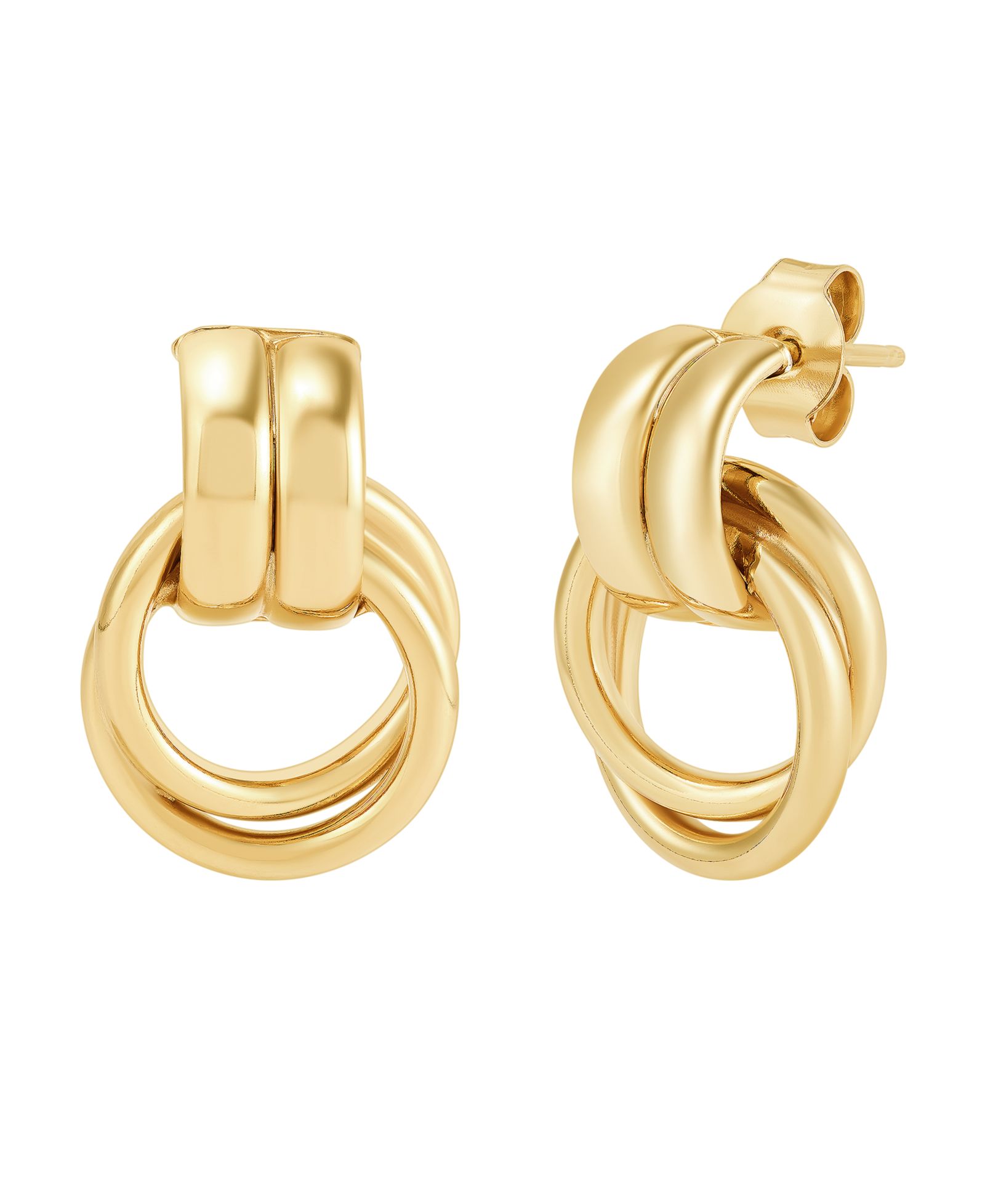 Polished Doorknocker Stud Drop Earrings in 18k Yellow Gold-Plated Sterling Silver