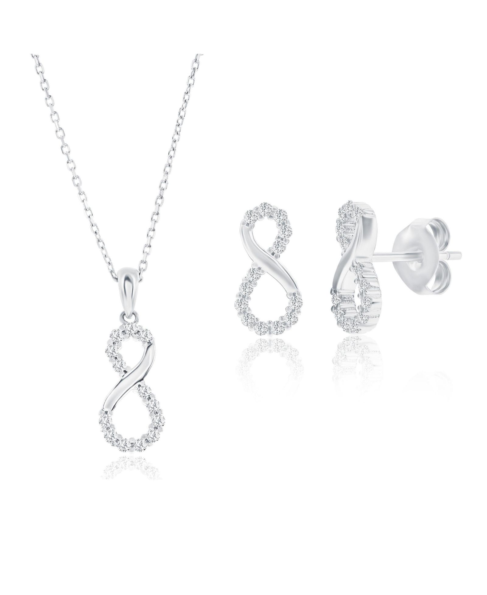 Набор ожерелье и серьги Sterling, Polished & CZ Infinity