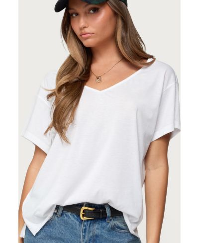 Edikted Womens Sonora Oversized V Neck T Shirt