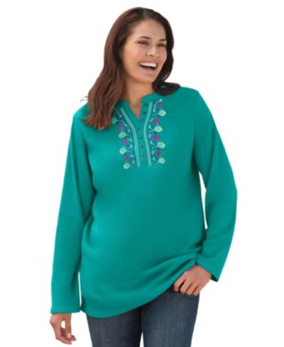 Женский термо-лонгслив Plus Size Woman Within с вышивкой