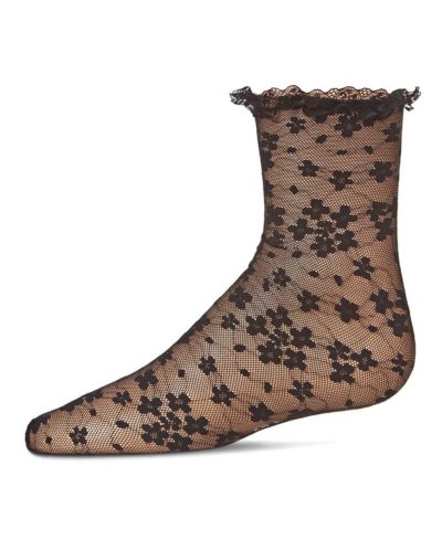 Memoi Детский Lace-Trim Lettuce-Edge Floral Net Ankle Sock