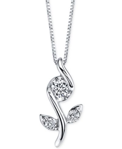 Sirena ожерелье с кулоном в виде цветка из белого золота 14k, 1/8 ct. t.w.