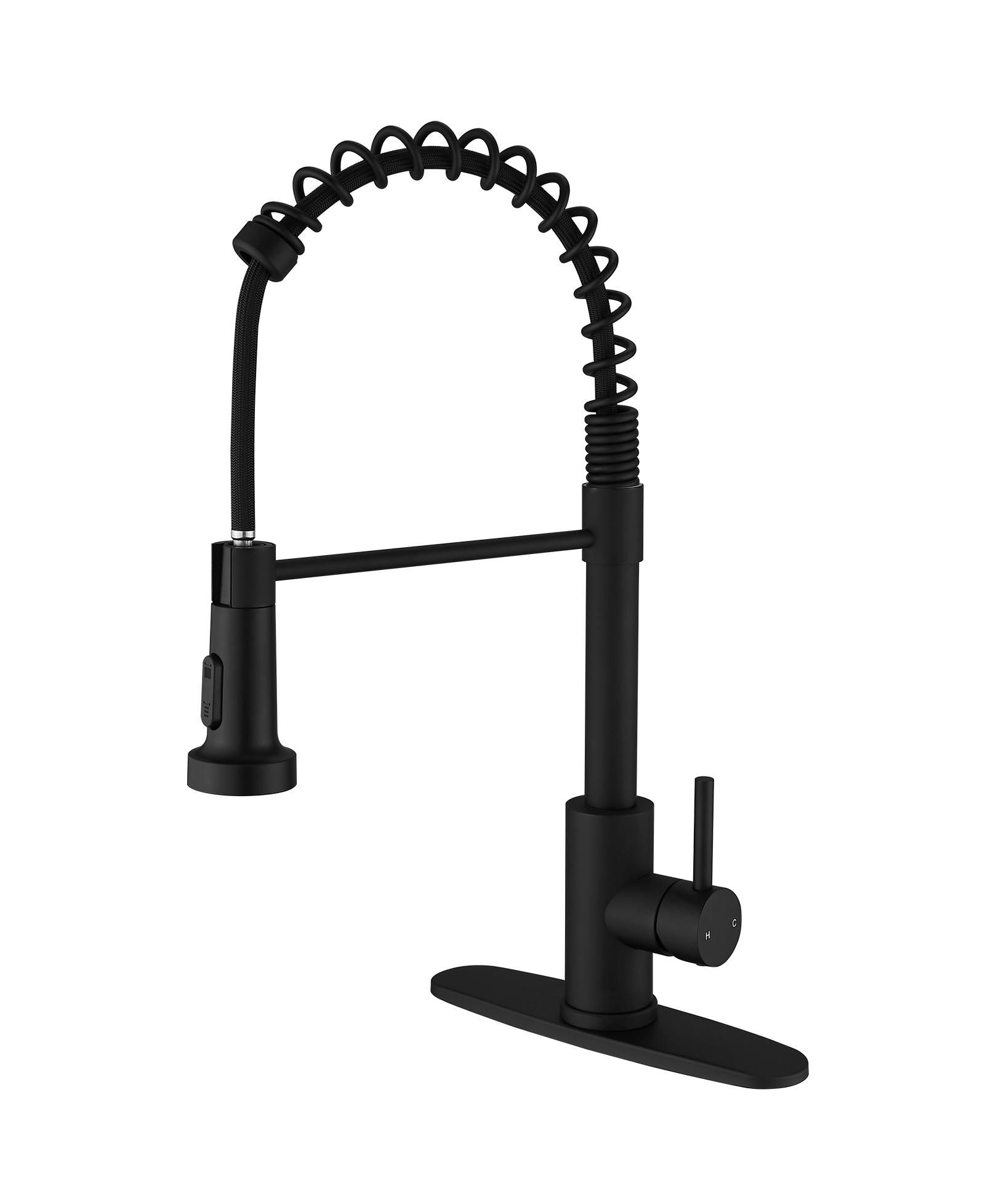 Greenspring Single-Handle Pull-Down Sprayer High Arc Kitchen Faucet With Deck Plate