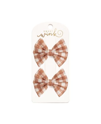 Набор заколок Sweet Wink Girls Gingham Printed Tulle Bow Clip