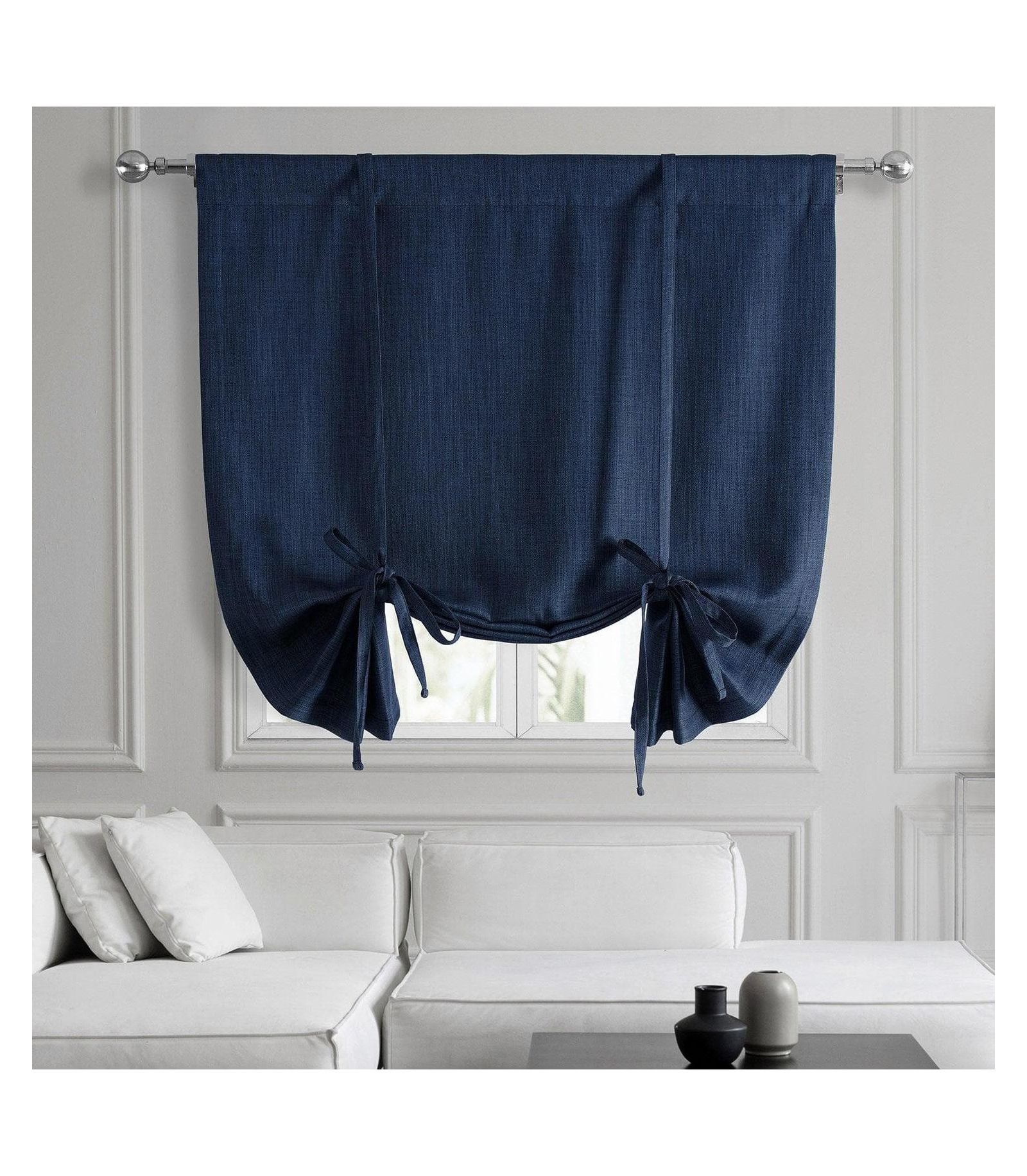 Half Price Drapes Faux Linen Room Darkening Tie-Up Window Shade