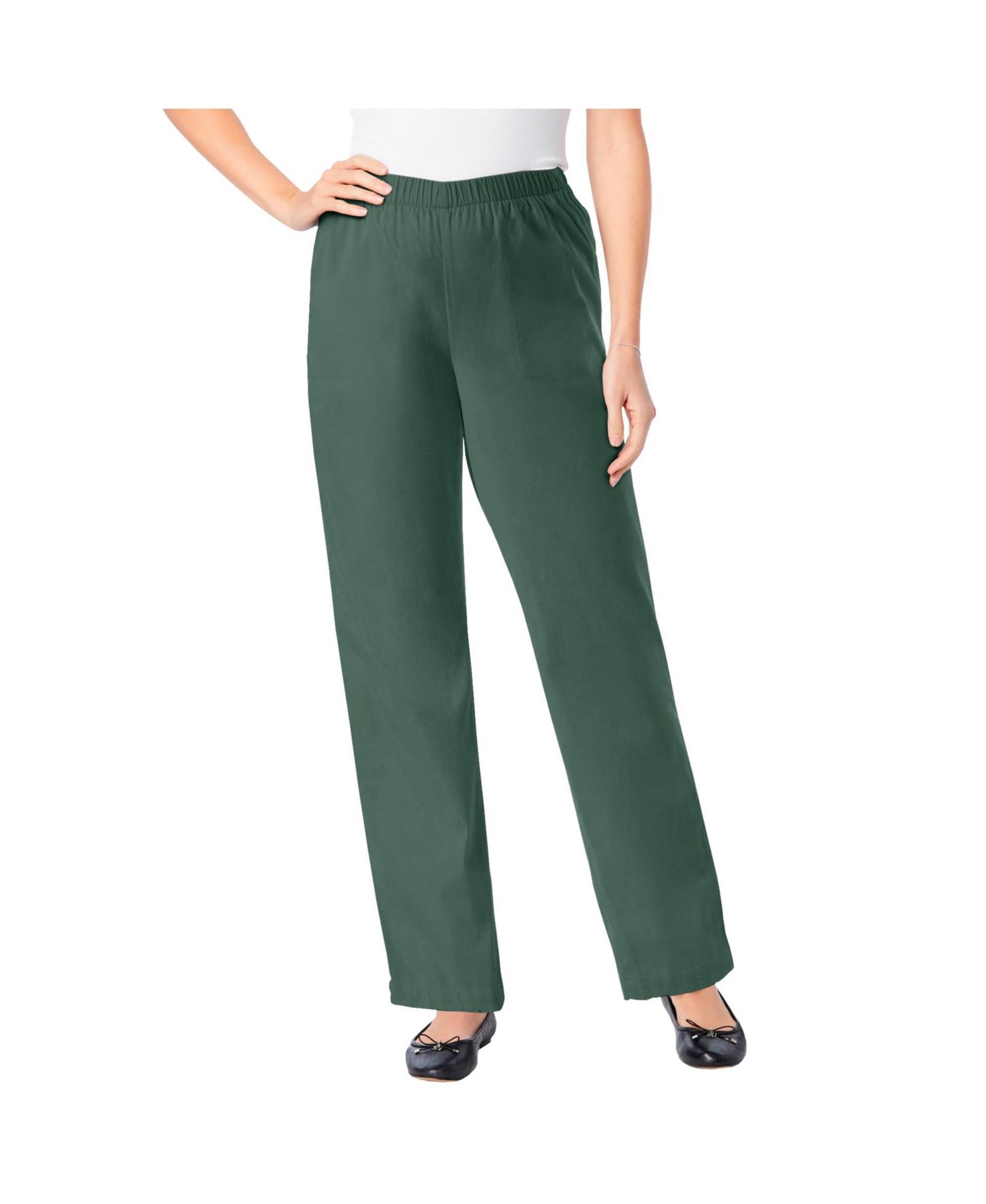 Woman Within Women's Within Fineline Stretch Denim Wide-Leg Pull-On Jeans
