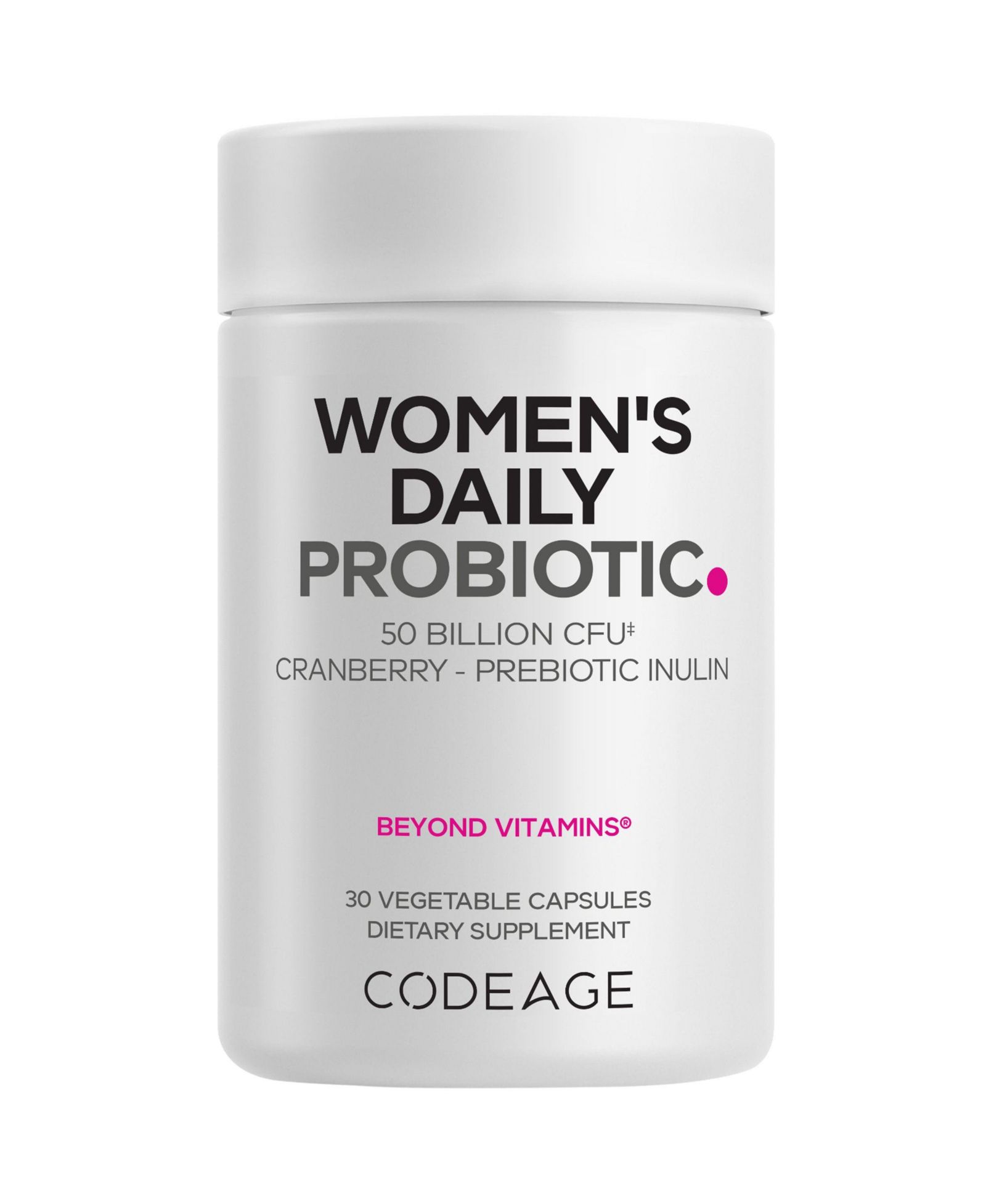 Женская добавка Codeage Daily Probiotic, 50 Billion CFU, клюквенный порошок, инулин корня цикория, 30 капсул