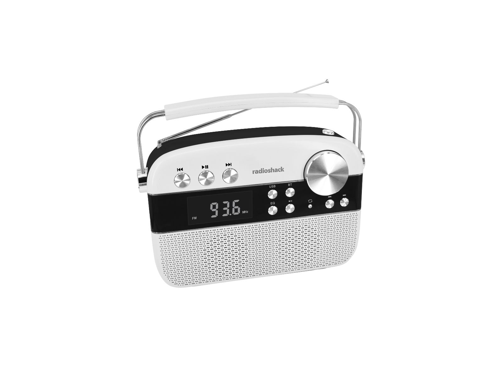 RadioShack Vintage Retro AM/FM Bluetooth радио 2x8W белый с USB/TF, AUX, LED дисплеем, аккумуляторный