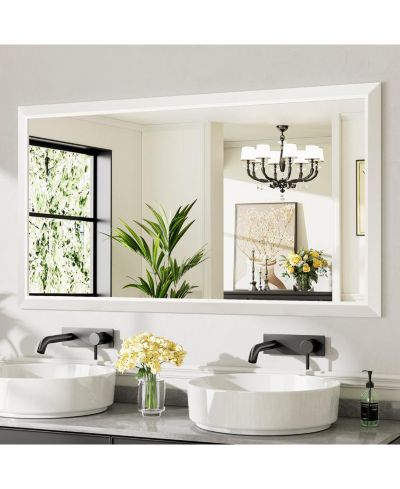 Amorho Bathroom Mirror, 55" x 30" Inch Thick Metal Framed Wall Mirrors for Bedroom, Rectangle Wall-Mounted Mirrors in (Horizontal/Vertical)