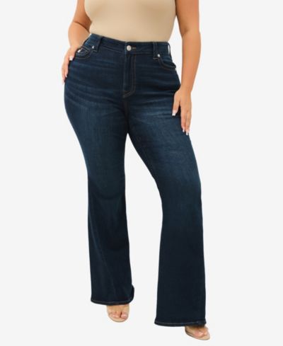 True Religion Plus Size Joey Flare Mid-Rise Flap Jeans