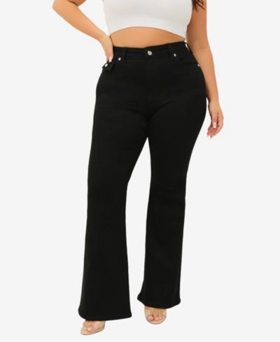 True Religion Plus Size Joey Flare Mid-Rise Flap Jeans