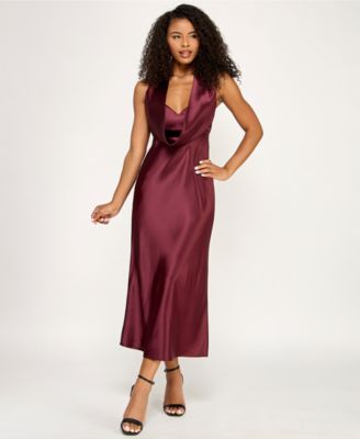 Платье KATIA RAE Juniors' Drape Neck Halter Satin Midi