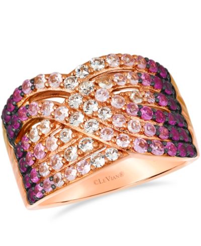 Кольцо Le Vian White Sapphires (0.40 ct. t.w.) и Pink Sapphire (1.27 ct. t.w.) Ombre в золоте 14k Strawberry Gold