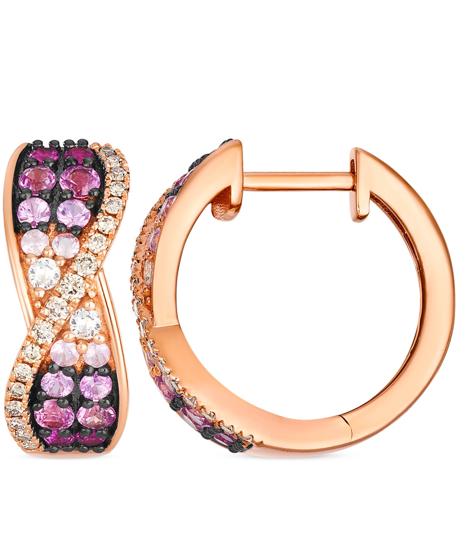Серьги-кольца Le Vian White Sapphire, Pink Sapphire и Nude Diamond в 14k Strawberry Gold