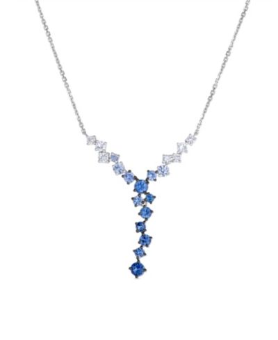 Подвеска-ожерелье Le Vian Sapphire (1.45 ct. t.w.) и White Sapphire (0.40 ct. t.w.) с регулировкой в золоте 14k Vanilla Gold