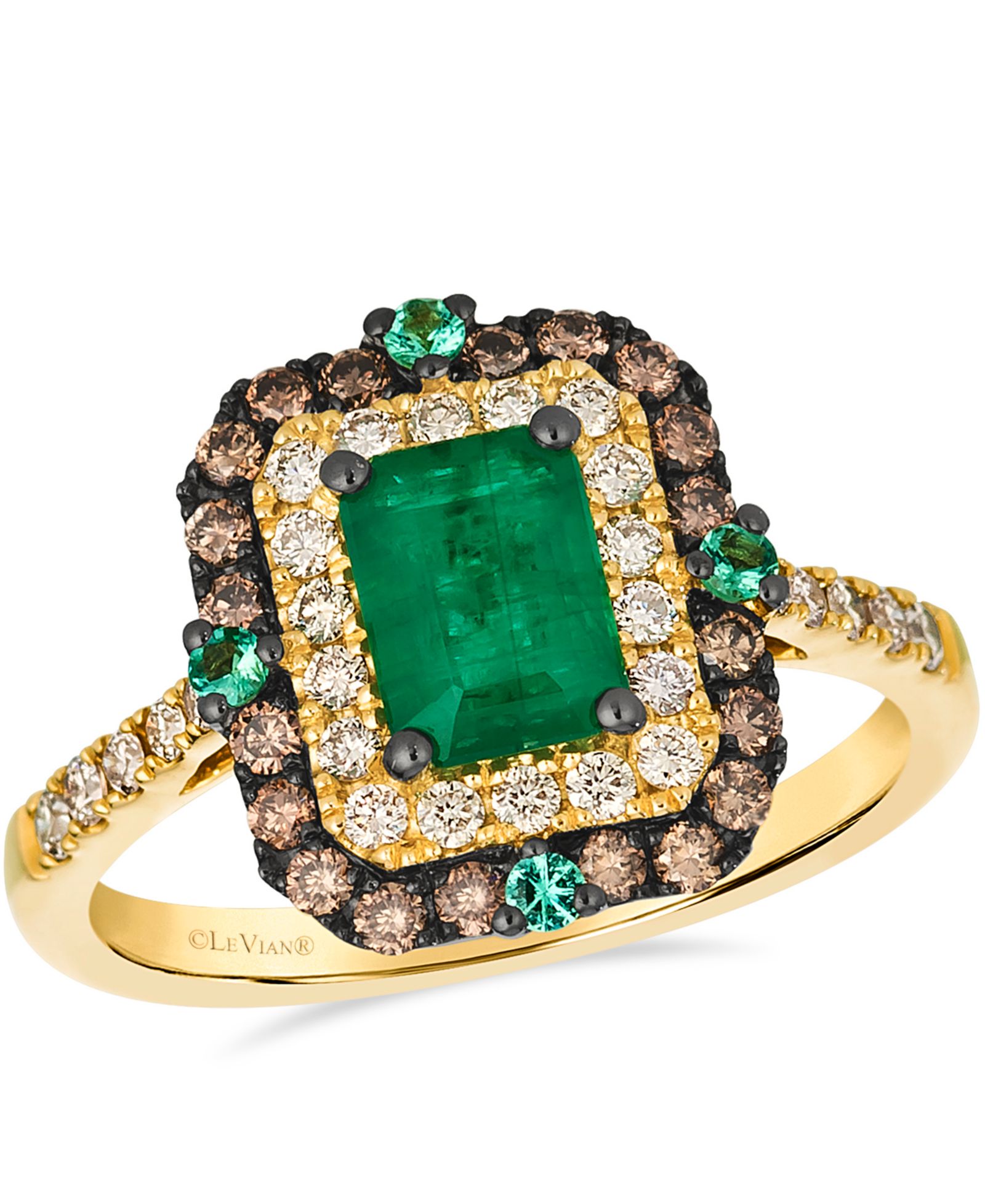 Le Vian Emerald (0.77 ct. t.w.), Chocolate Diamond (0.28 ct. t.w.), and Nude Diamond (0.31 ct. t.w.) Ring in 14k Honey Gold