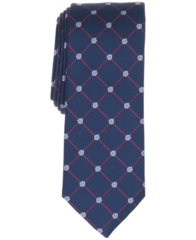 Bar III Men's Floral and Club Grid Pattern Tie, Macy's Exclusive