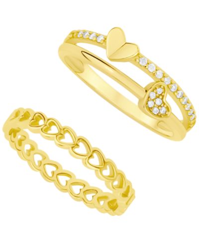 And Now This 2-Pc. Cubic Zirconia 18k Gold Plated Brass Ring Set, Macy's Exclusive