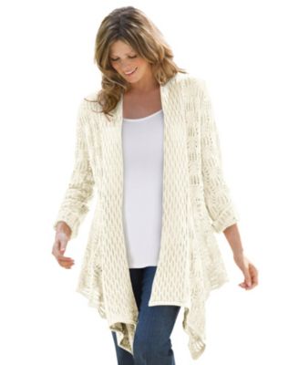 Женский кардиган Woman Within Plus Size Open Front Pointelle