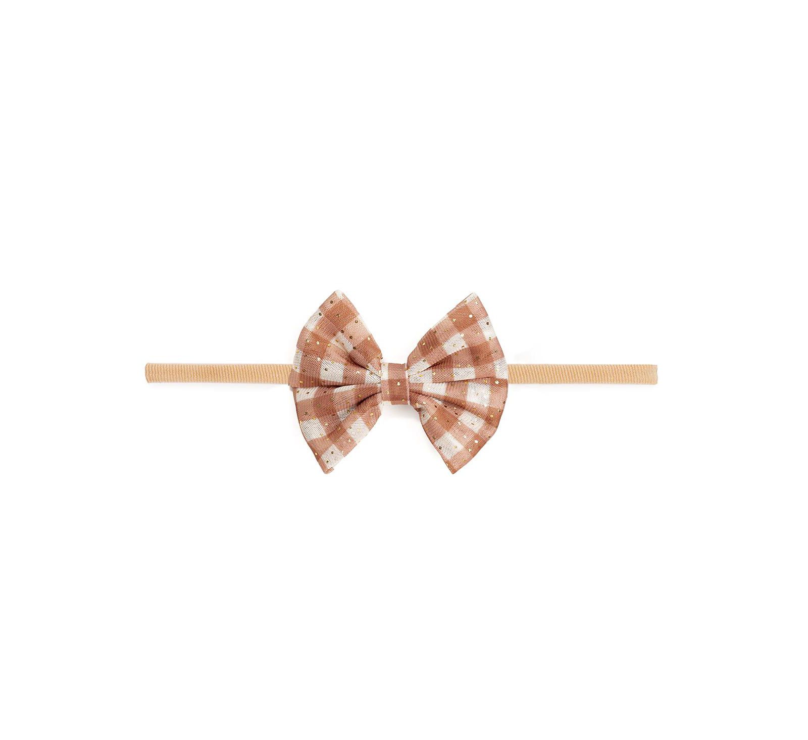 Sweet Wink Baby Girl's Gingham Printed Tulle Bow Baby Headband