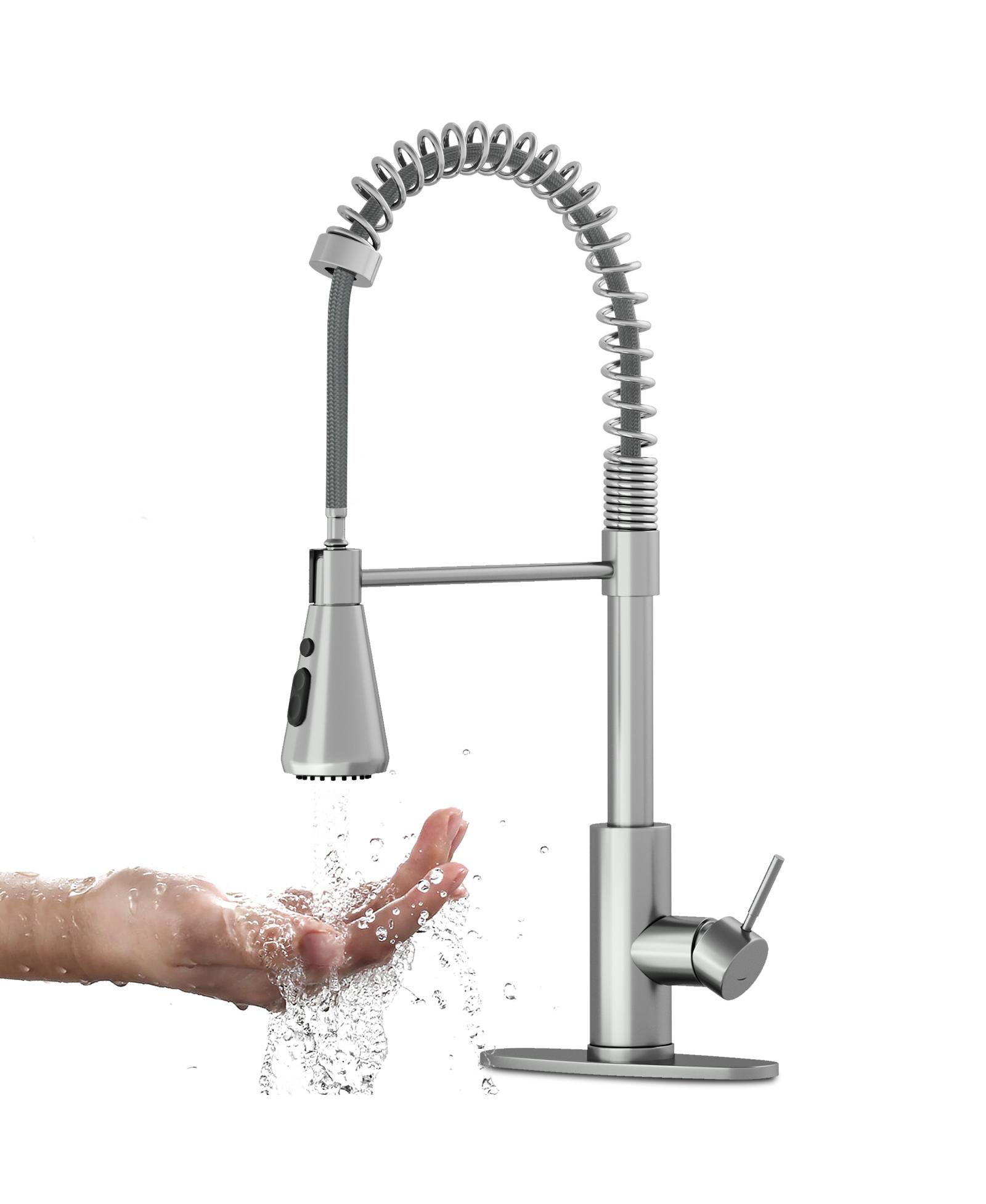 Pull-Down Stainless Steel Kitchen Faucet with 360° Swivel and Dual Spray