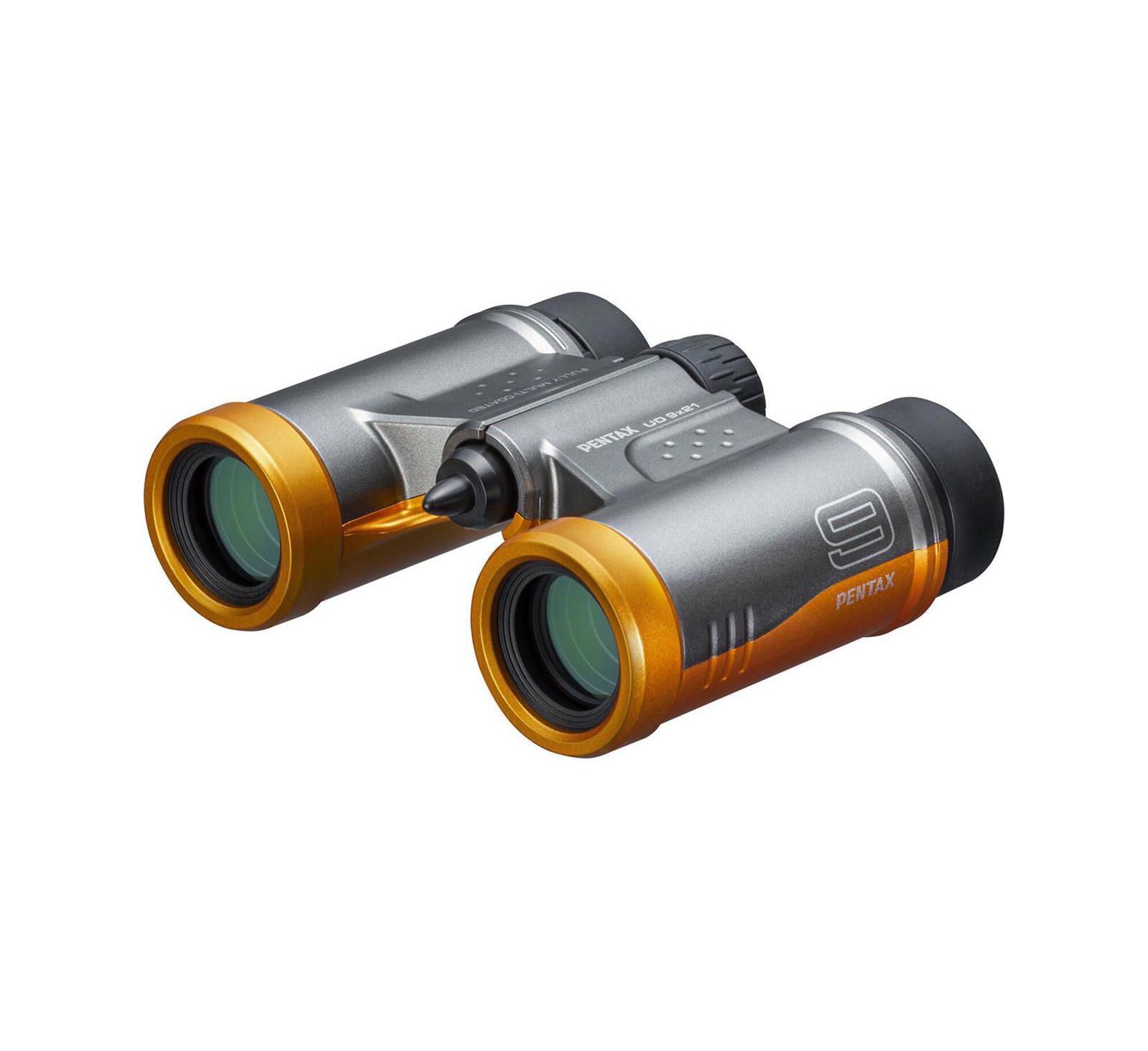 Pentax бинокль 9x21 UD Roof Prism с углом обзора 6 Degree, Orange/Gray