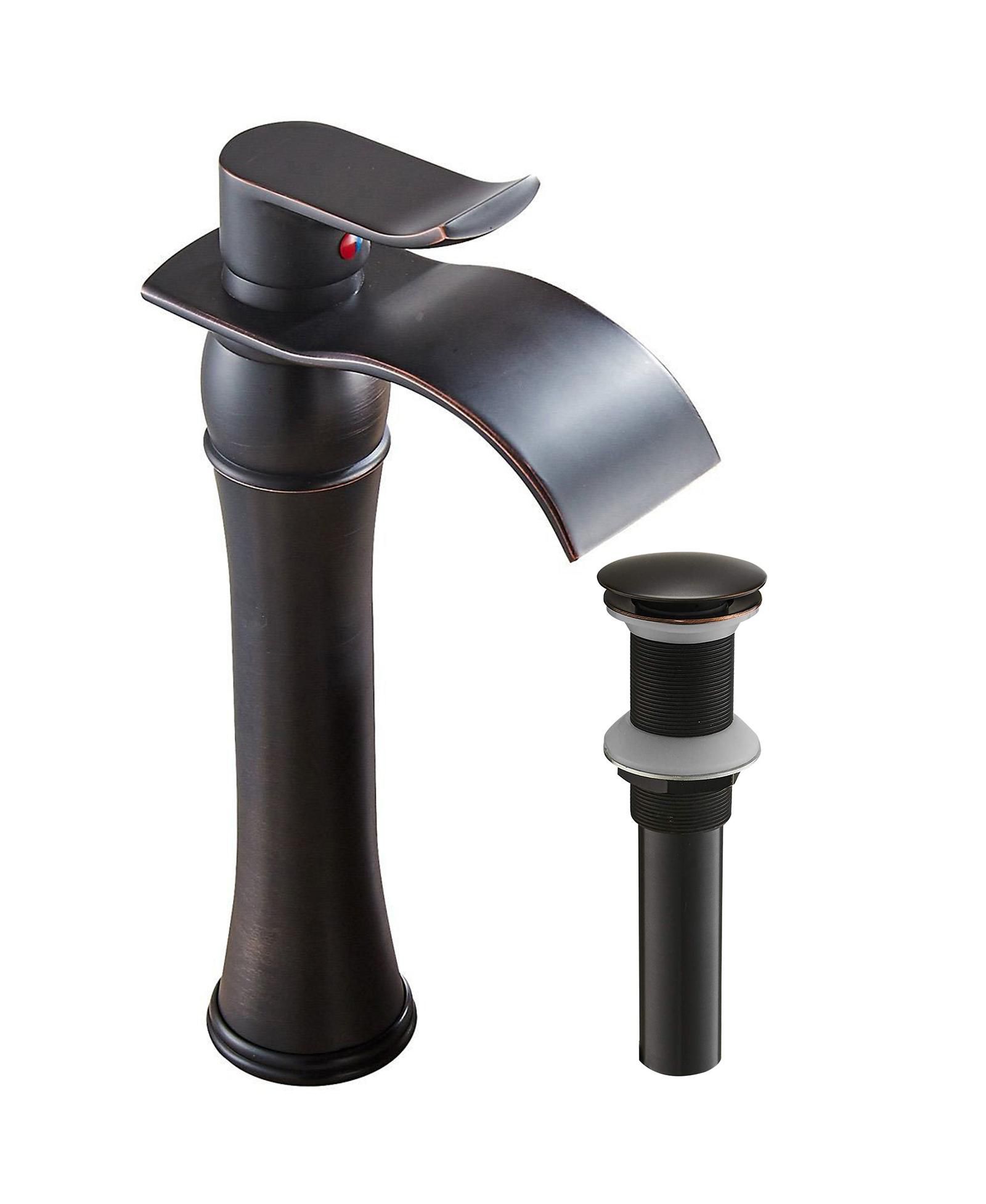 Greenspring Waterfall Single Hole Single Handle Vessel Bathroom Faucet with Pop-Up Drain Assembly