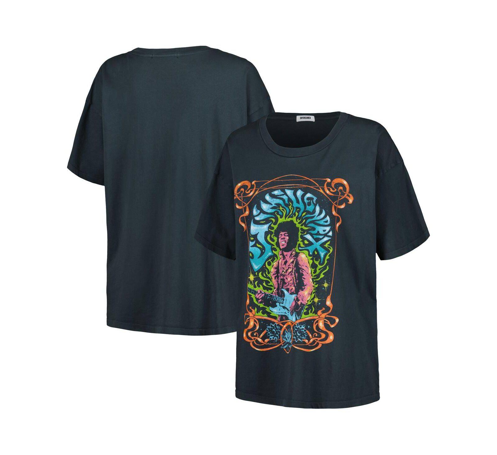 Футболка Daydreamer Jimi Hendrix Psychedelic Nouveau для женщин, угольный цвет
