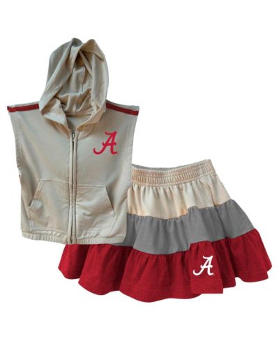 Детский комплект Wes & Willy: безрукавкое худи и многослойная юбка, цвет Tan, Alabama Crimson Tide