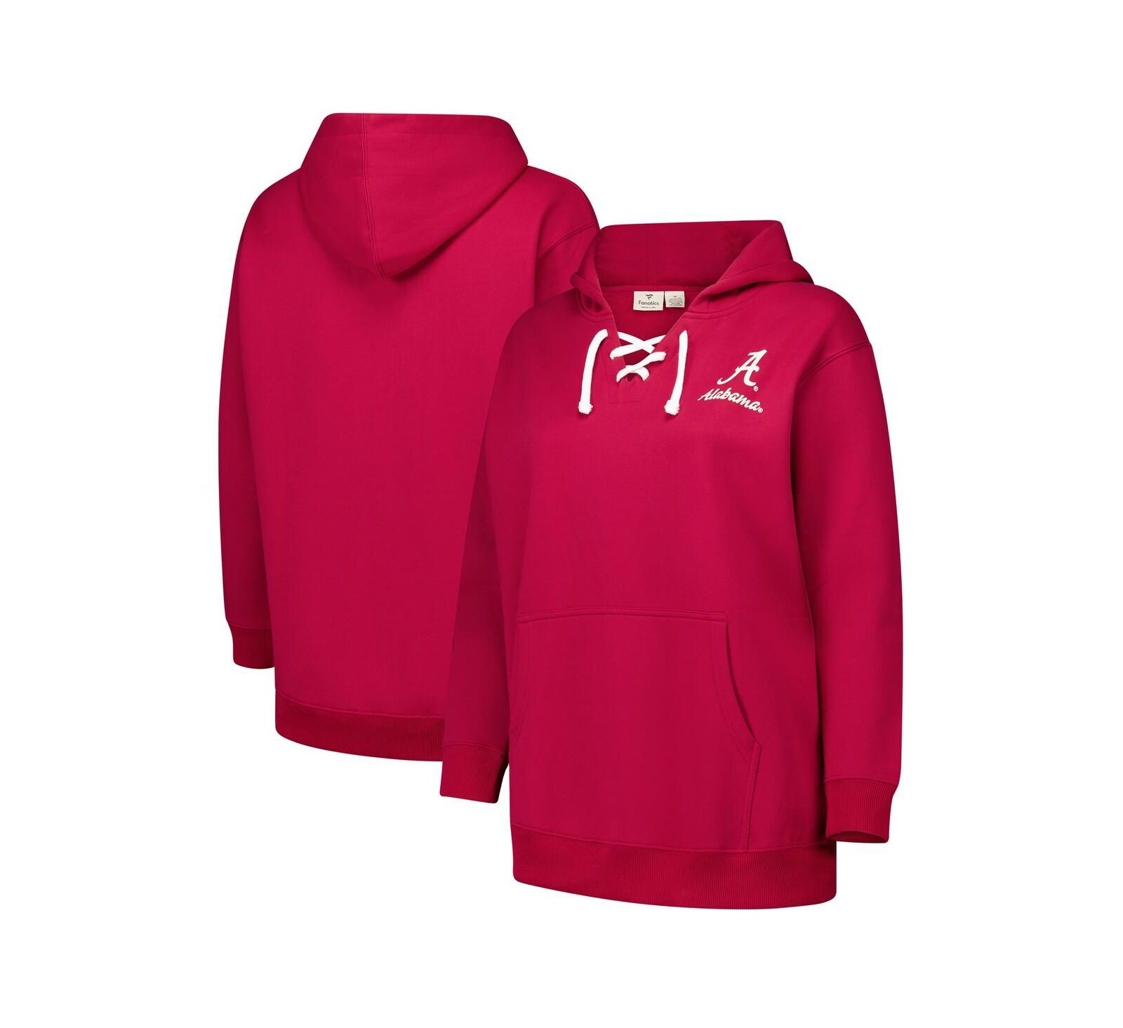 Fanatics Женское худи Plus Size Alabama Crimson Tide, Crimson, с завязками на V-образном вырезе