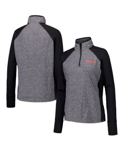 Camp David Women's Black/Heather Gray Nebraska Huskers Finalist Raglan Quarter-Zip Jacket