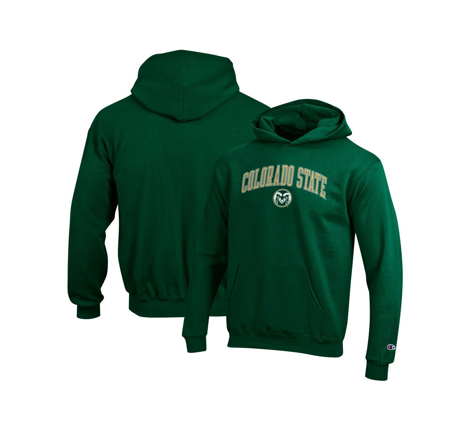 Champion Худи с капюшоном для мальчиков и девочек, зеленое, Colorado State Rams Campus