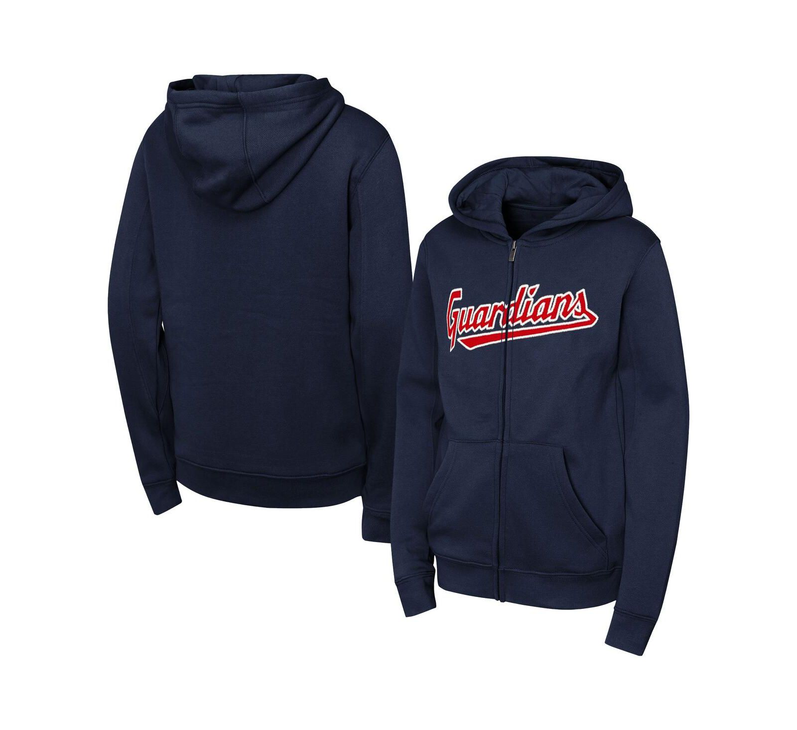 Детская толстовка на молнии Outerstuff Cleveland Guardians Navy Fleece Full-Zip Hoodie