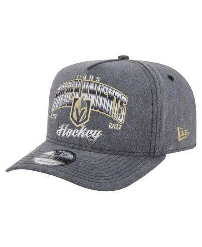 Мужская кепка New Era Charcoal Vegas Golden Knights Throwback Washed A-Frame Pre-Curved 9FIFTY Snapback