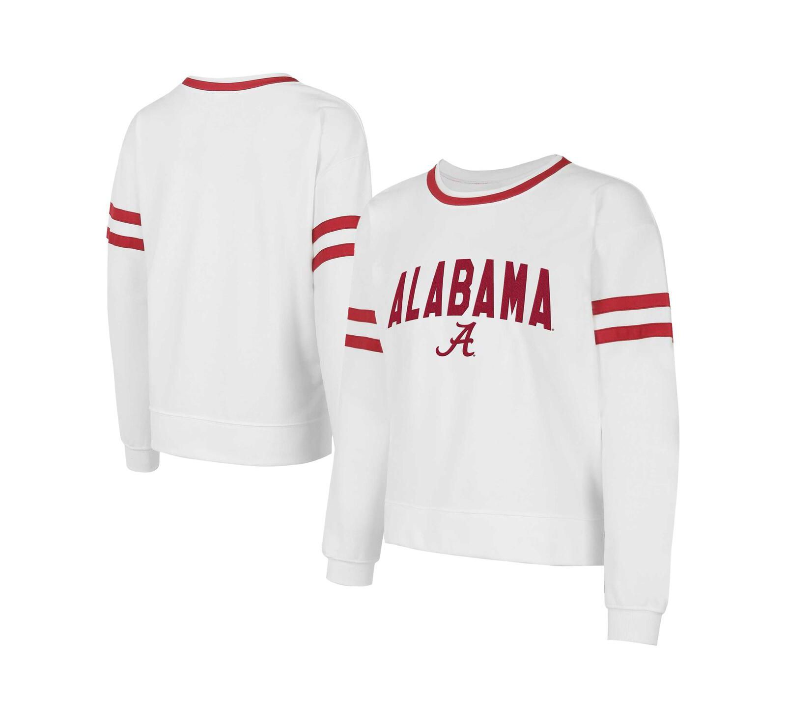 Concept Sport Женский White Alabama Crimson Tide Borough French Terry Arch Over Long Sleeve Top