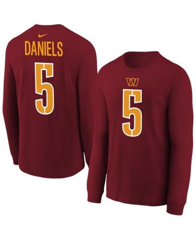 Nike Big Boys and Girls Jayden Daniels Burgundy Washington Commanders Player Name & Number Long Sleeve T-Shirt