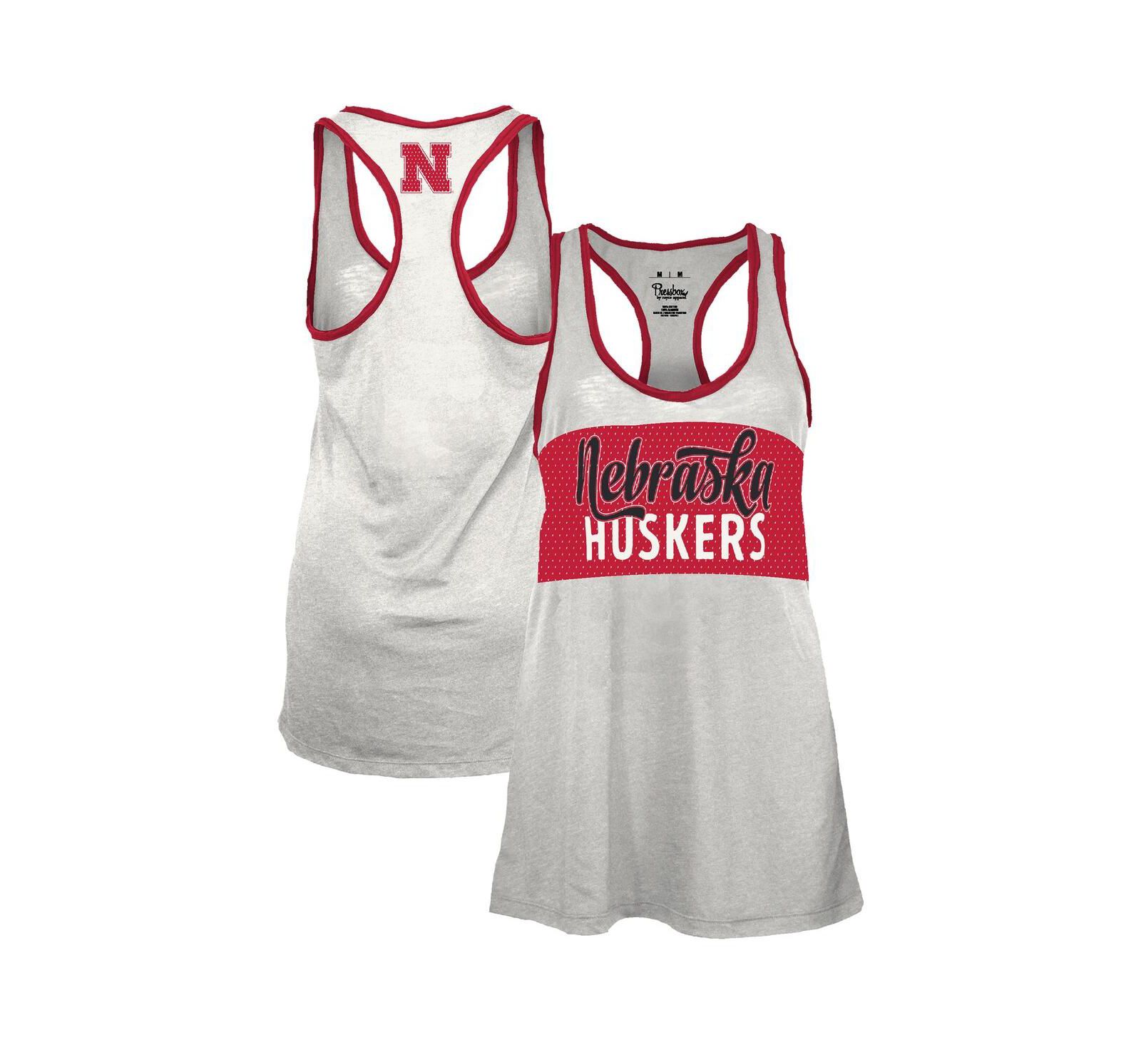 Женский майка-топ Pressbox White/Scarlet Nebraska Huskers Tracy Racerback Burnout