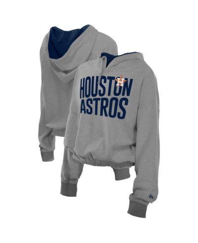 New Era мужское укороченное худи Houston Astros, серый меланж, французский терри, полумолния