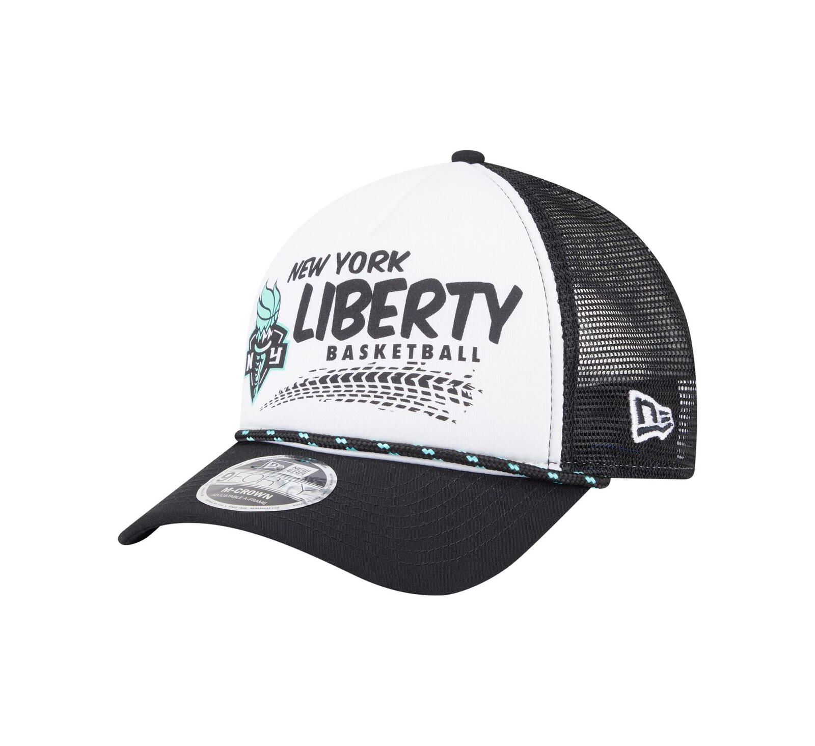 Кепка-тракер New Era Men's and Women's White/Black New York Liberty 9FORTY A-Frame Graphic