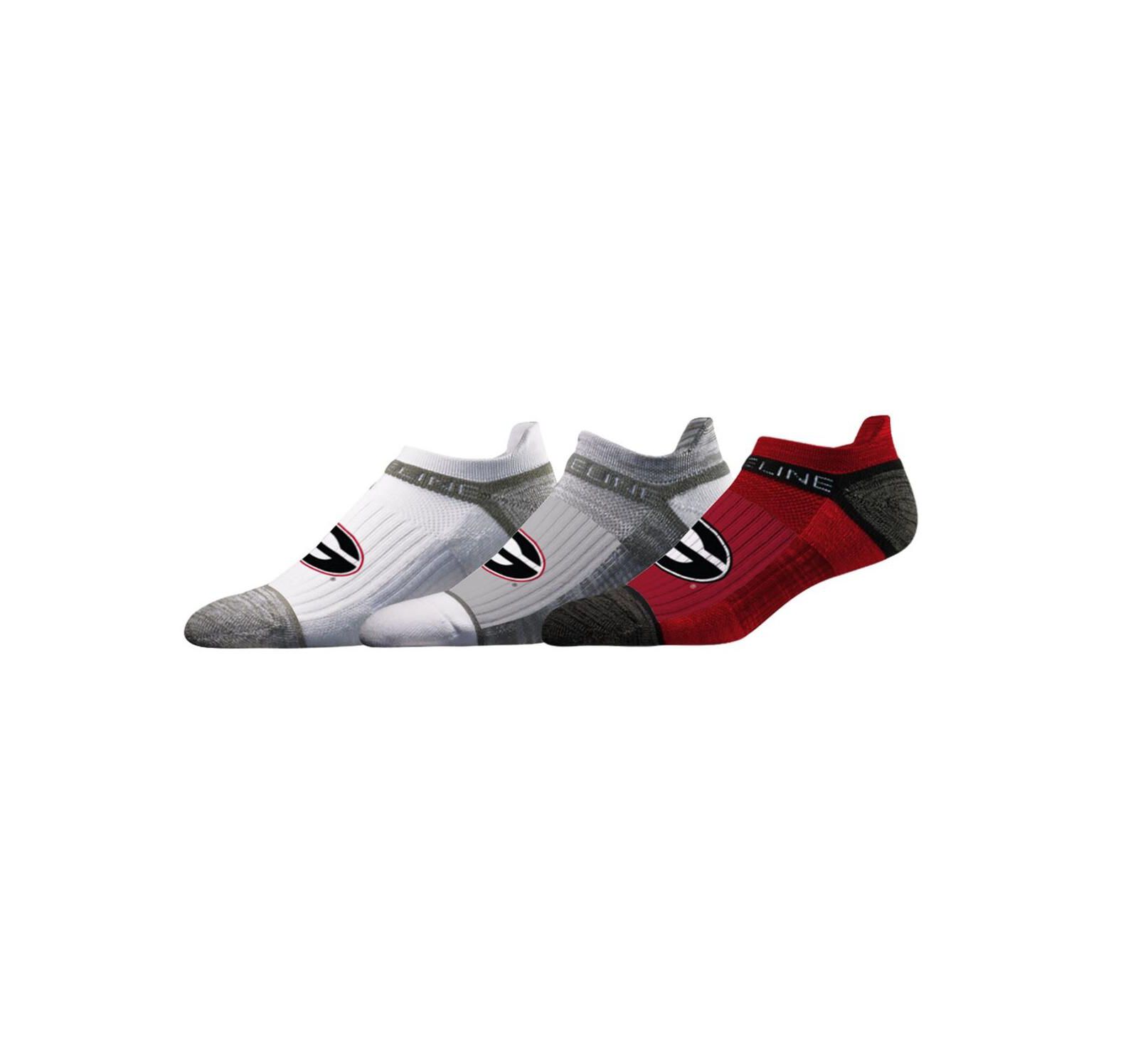 Stride line Men's and Women's Georgia Bulldogs Premium Low 3-Pack Ankle Socks Set