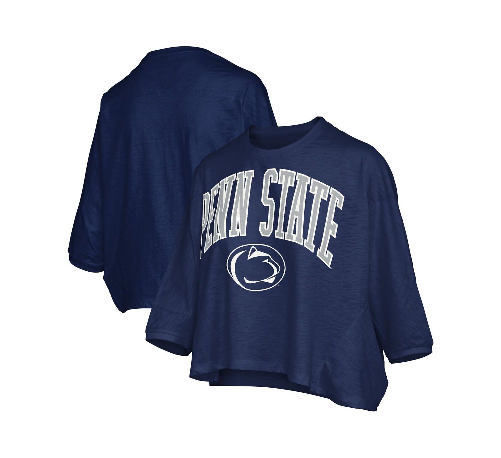 Pressbox Women's Navy Penn State Nittany Lions Midi Arch Over Logo Oversized T-Shirt