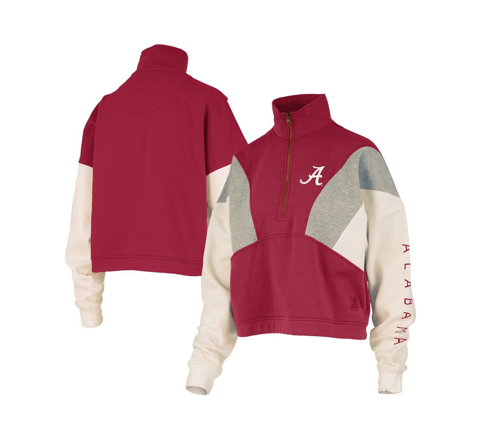 Pressbox Женский свитшот Quarter-Zip с цветовым блоком Alabama Crimson Tide, малиновый
