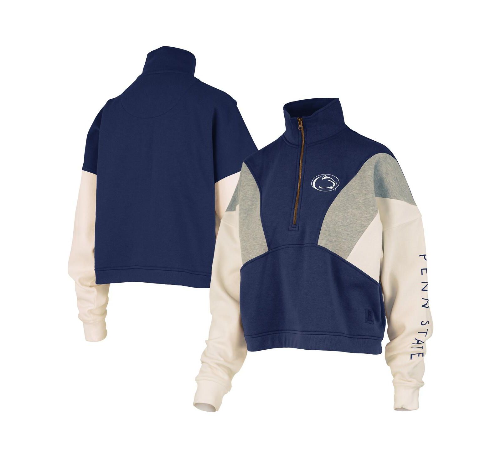 Pressbox Женская свитшот с воротником на молнии, темно-синий, Penn State Nittany Lions Ferrara Color Block
